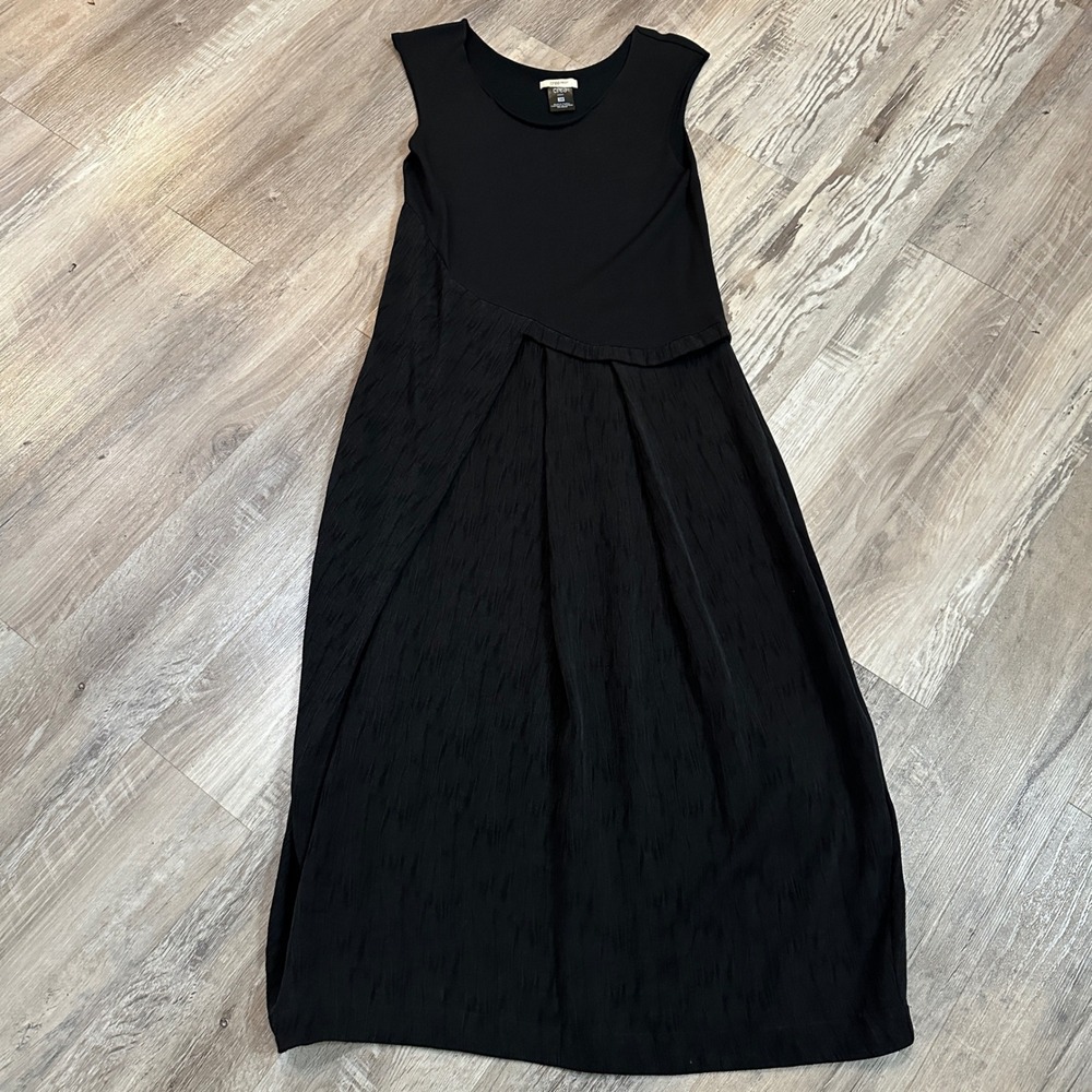 Crea Concept Black Asymmetric Mixed Media Sleeveless Maxi Dress Women 38